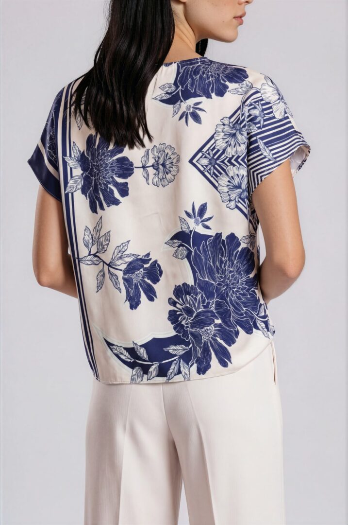 ΜΠΛΟΥΖΑ ΜΕ FLORAL PRINT ΚΑΙ ΔΙΑΚΟΣΜΗΤΙΚΟ BORDER - Image 3
